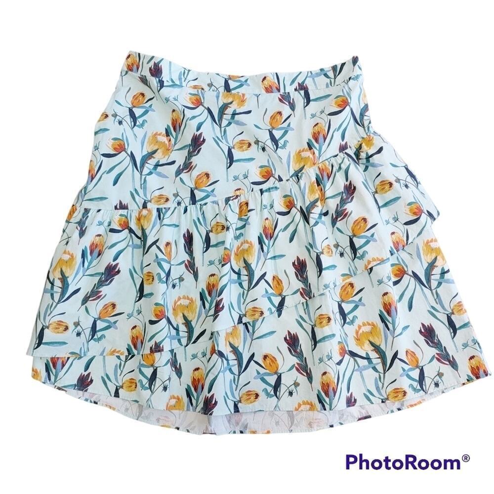 Ava & Viv A-Line Floral Cotton Tiered Skirt Sz 3X